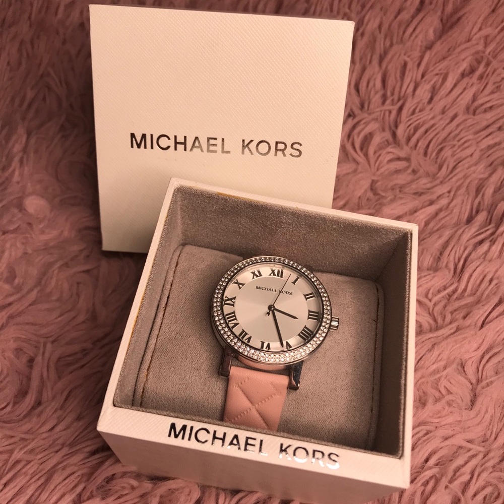 Michael Kors Pink Quilted Leather Strap Watch